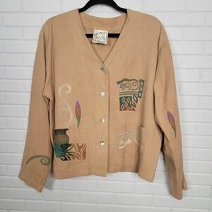 Play Alegre jacket‎ handpainted linen size M/L lagenlook artsy oversized